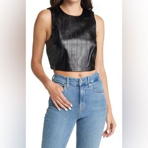 ** LIKE NEW ** Good american faux leather shell tank crop black. Sz 2/ Medium